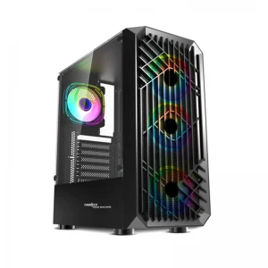 FRONTECH WAR MACHINE FT-4349 Gaming Cabinet with 4x120mm LED Fans & Acrylic Side Panel. Black